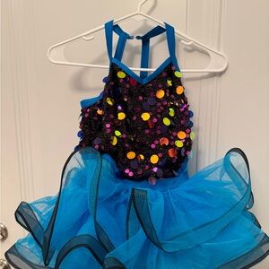 Weissman Blue and Black Sequin Kids Dance Costume